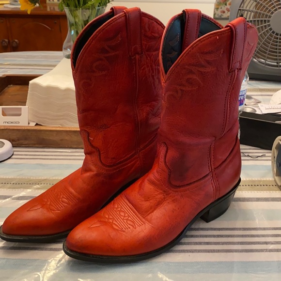 Laredo Shoes - Red Larado Cowboy Boots Womens Size 10M Mid Calf
